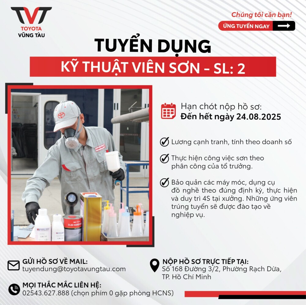 Toyota VŨng TÀu TuyỂn DỤng 2 KỸ ThuẬt ViÊn SƠn