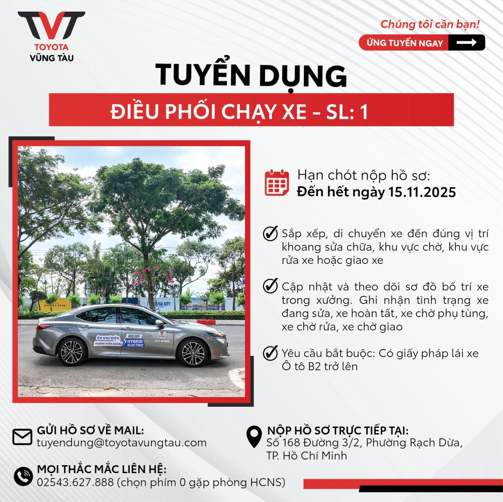 TuyỂn DỤng NhÂn ViÊn ĐiỀu PhỐi ChẠy Xe SỐ LƯỢng 1