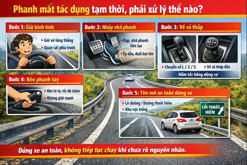 Phanh Mất Tác Dụng Tạm Thời, Xử Lý Thế Nào để Tránh Tai Nạn?