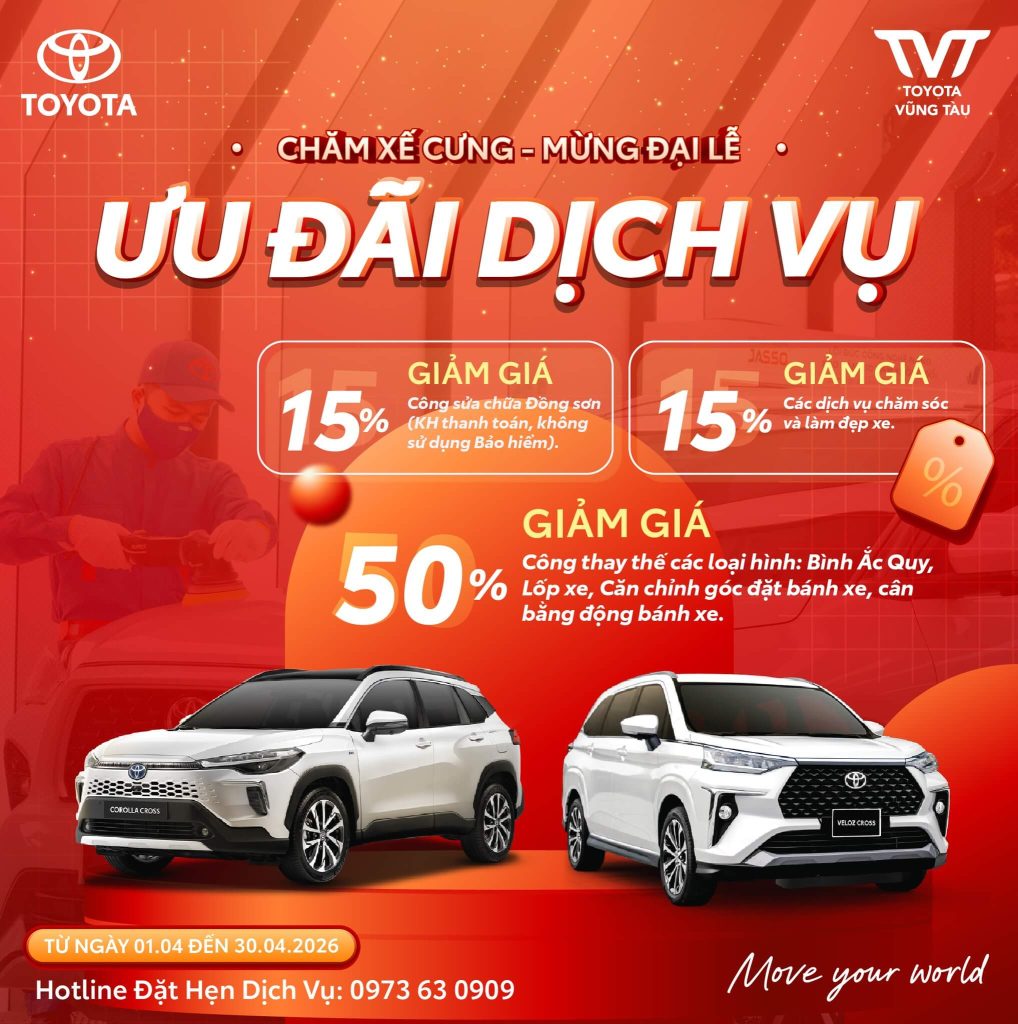 ChĂm XẾ CƯng MỪng ĐẠi LỄ: Ưu ĐÃi DỊch VỤ ThÁng 4 TẠi Toyota VŨng TÀu