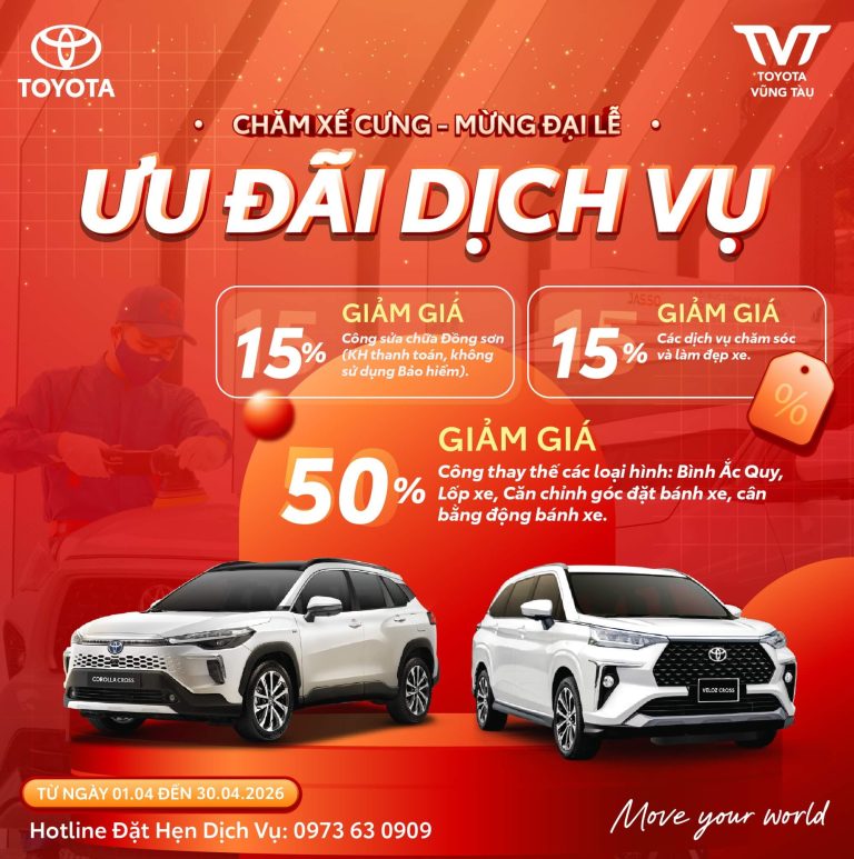 ChĂm XẾ CƯng MỪng ĐẠi LỄ: Ưu ĐÃi DỊch VỤ ThÁng 4 TẠi Toyota VŨng TÀu
