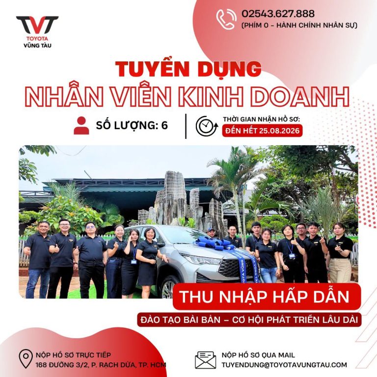 Toyota VŨng TÀu TuyỂn DỤng 6 NhÂn ViÊn Kinh Doanh