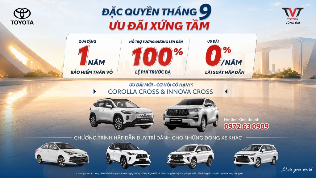ĐẶc QuyỀn ThÁng 9 – Ưu ĐÃi XỨng TẦm CÙng Toyota VŨng TÀu