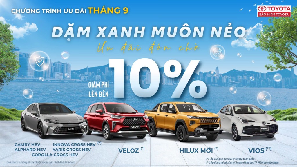 ThÁng 9 – DẶm Xanh MuÔn NẺo, Ưu ĐÃi ĐÓn ChỜ ChƯƠng TrÌnh Ưu ĐÃi ĐẶc BiỆt Trong ThÁng 9 TỪ BẢo HiỂm Toyota!